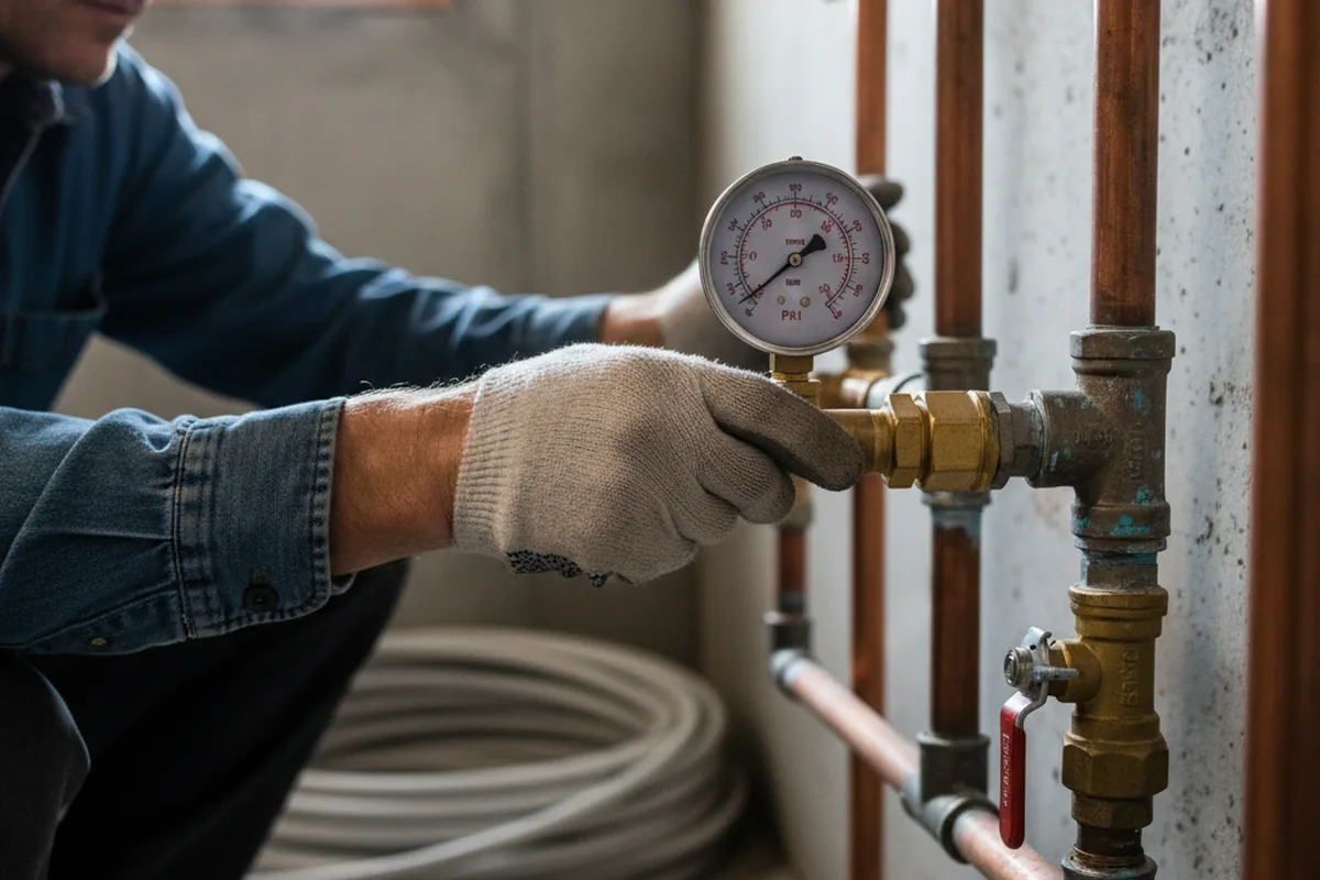 Pressure testing a repaired line during Water Line Repair in Chichester